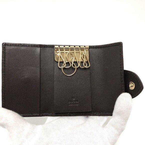 GUCCI GG Heart plate 6-Ring Key Case Leather Brown/GoldHardware - Picture 8 of 12